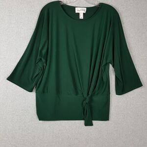 Joseph Ribkoff Dark Green Blouse Front Knot Size 8